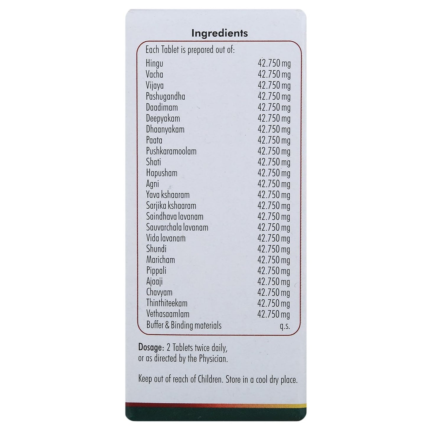 Nagarjuna Ayurvedic Hinguvachaadi Gulika 100 Tablets