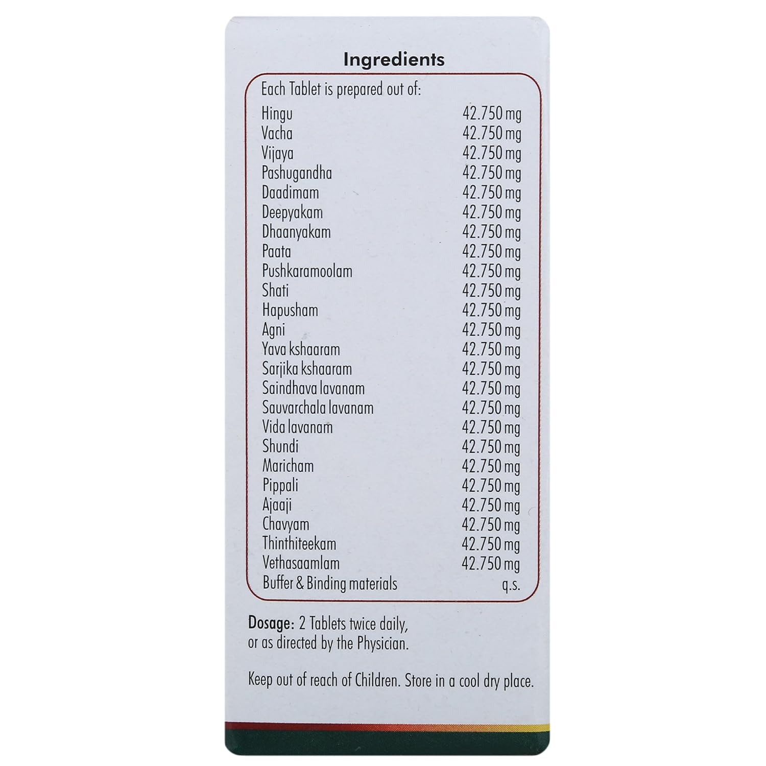 Nagarjuna Ayurvedic Hinguvachaadi Gulika 100 Tablets