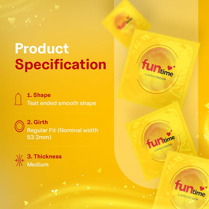 Leeford Funtime Banana Flavored Lubricated Dotted,Ribbed And Contoured Condom 10's