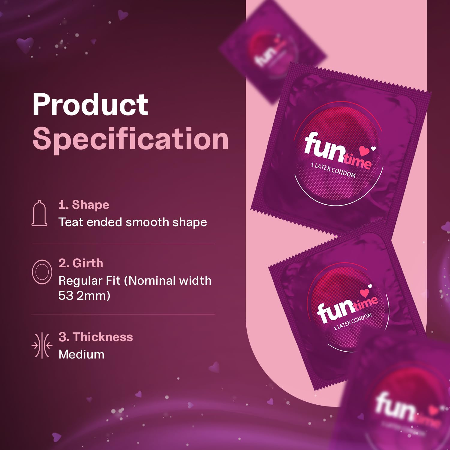 Leeford Funtime Hazelnut Flavored Lubricated Dotted, Ribbed And Contoured Condom 10's