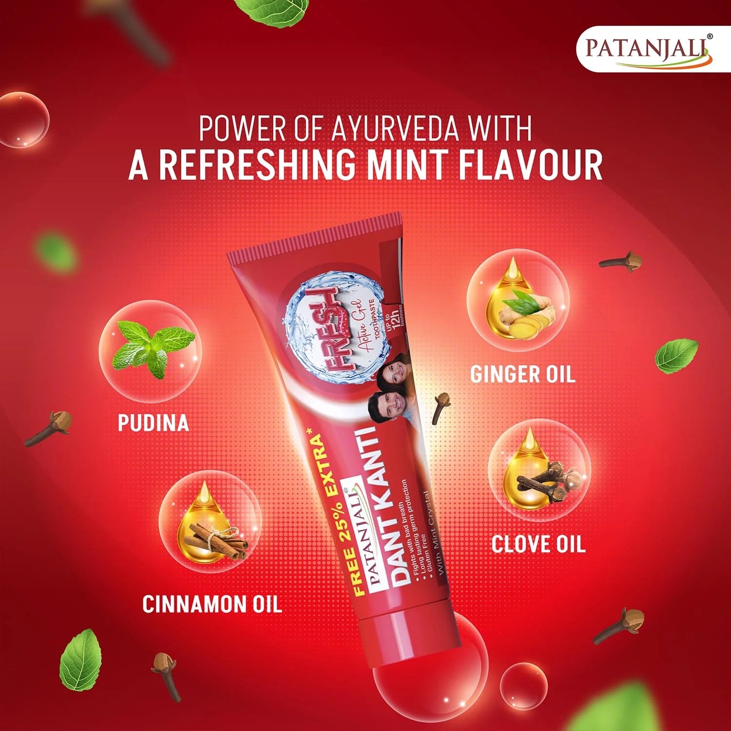 Patanjali Dant Kanti Fresh Active Toothpaste Gel 80g