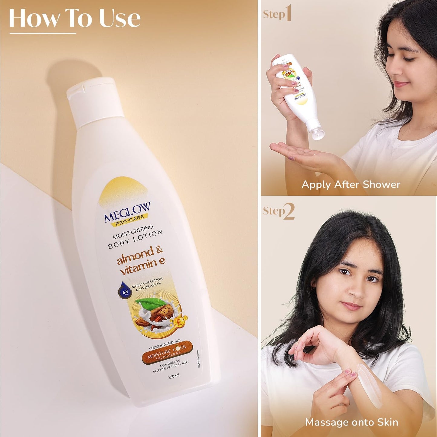 Leeford Meglow Pro Care Almond & Vitamin E Moisturizing Body Lotion 150ml