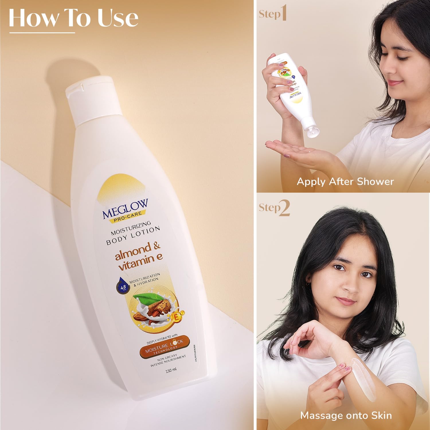 Leeford Meglow Pro Care Almond & Vitamin E Moisturizing Body Lotion 150ml