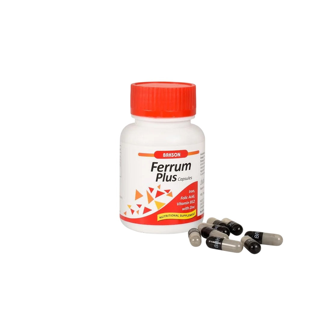 Bakson's Ferrum Plus with Iron,Folic Acid,Vitamin B12 & Zinc 30 Capsule