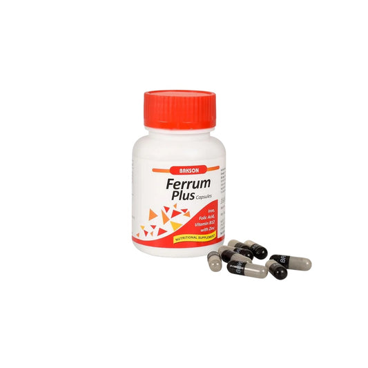 Bakson's Ferrum Plus with Iron,Folic Acid,Vitamin B12 & Zinc 30 Capsule