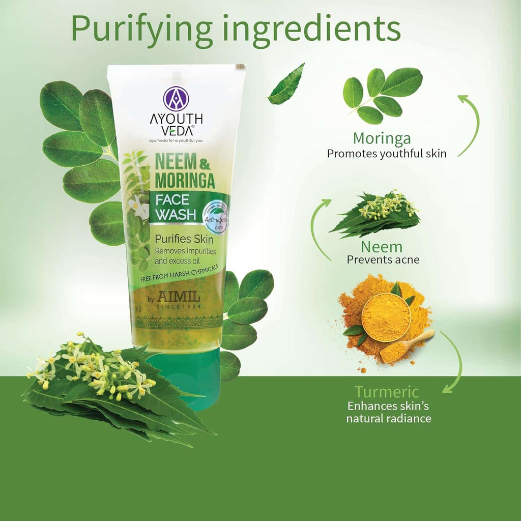 Aimil Ayouthveda Neem & Moringa Face Wash – Pack of 2 x 50gm