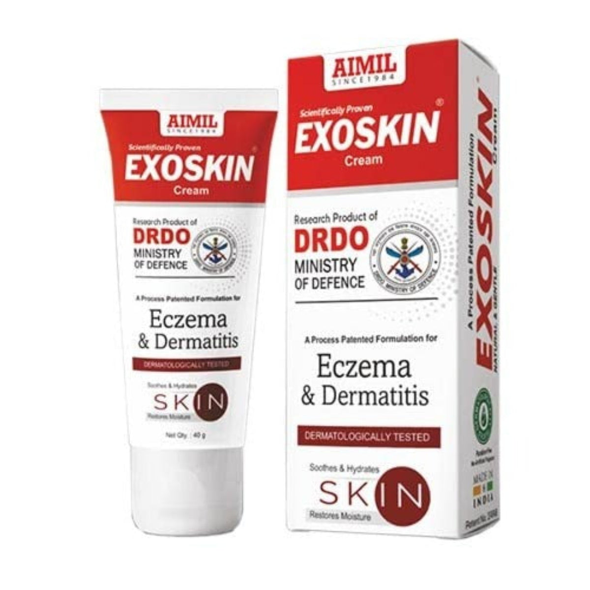 Aimil Ayurvedic Exoskin reduziert Juckreiz und Rötungen, spendet der Haut Feuchtigkeit, beruhigt Blasencreme, 40 g