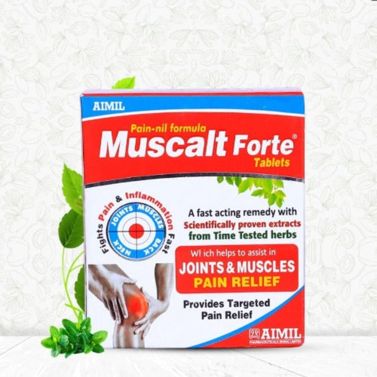 Таблетки Aimil Ayurvedic Muscalt Fort для здоровья костей и суставов, уменьшают боль и воспаление, таблетки Fort, масляный спрей и сироп