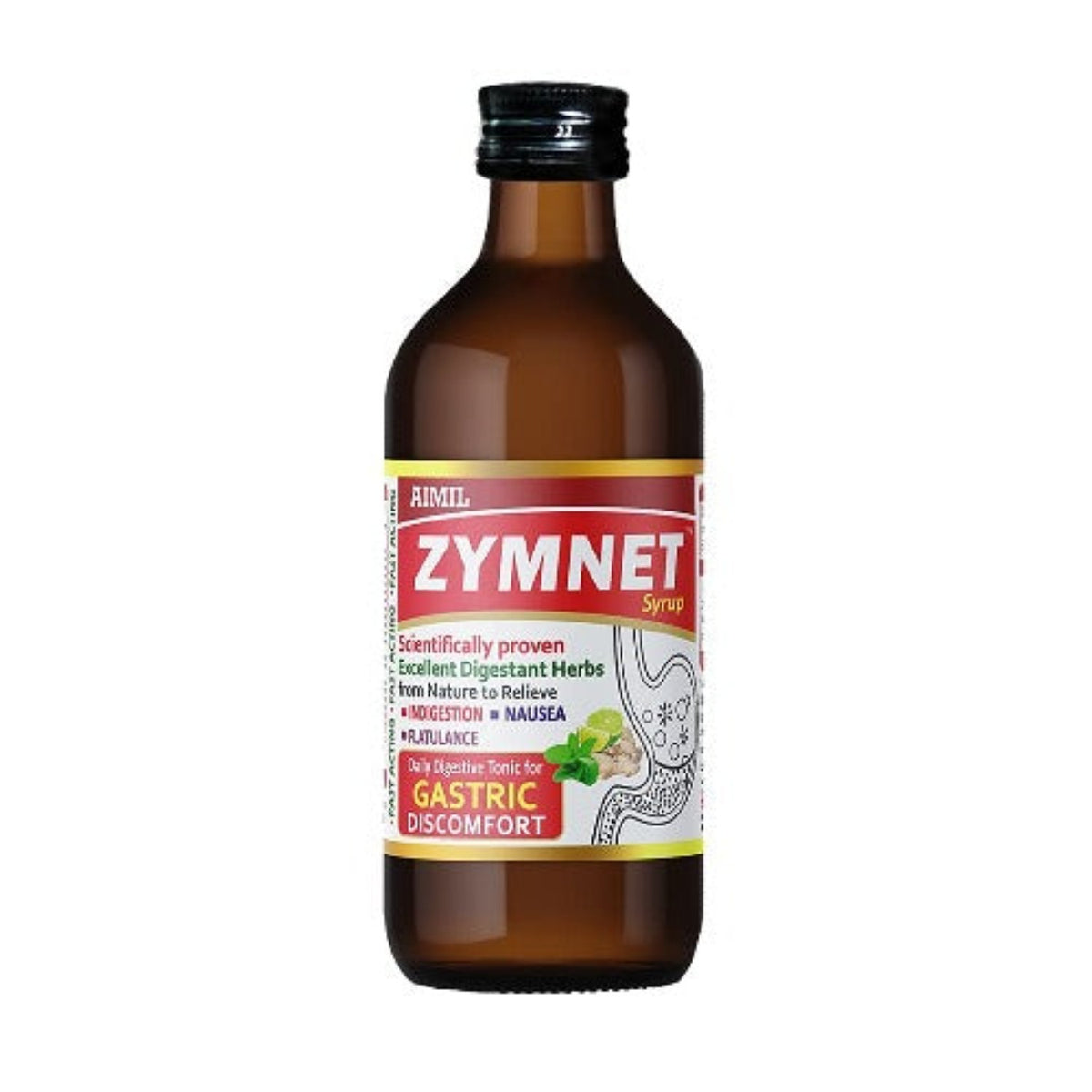 Aimil Аюрведический сироп Zymnet Plus для здоровья пищеварительной системы и кислотности, снимает дискомфорт в желудке, боли в животе и сироп от тошноты 