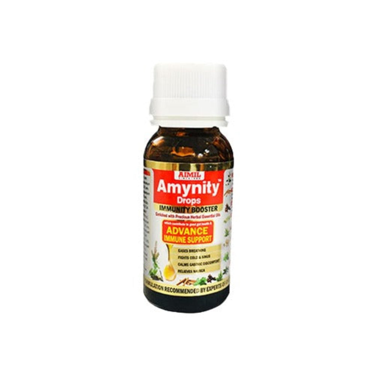 Aimil Ayurvedic Amynity Plus Immune Support Elaichi Tulsi Liquid Sugar Free & Drops