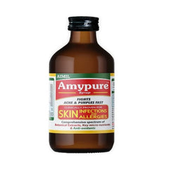 Aimil Ayurvedische Amypure-Blutreinigungstabletten für pickelfreie und strahlende Haut, Tabletten und Sirup