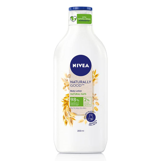 Nivea Naturally Good, Natürliche Hafer-Körperlotion, Für trockene bis sehr trockene Haut, Ohne Parabene, 98 % Inhaltsstoffe natürlichen Ursprungs, 200 ml und 350 ml