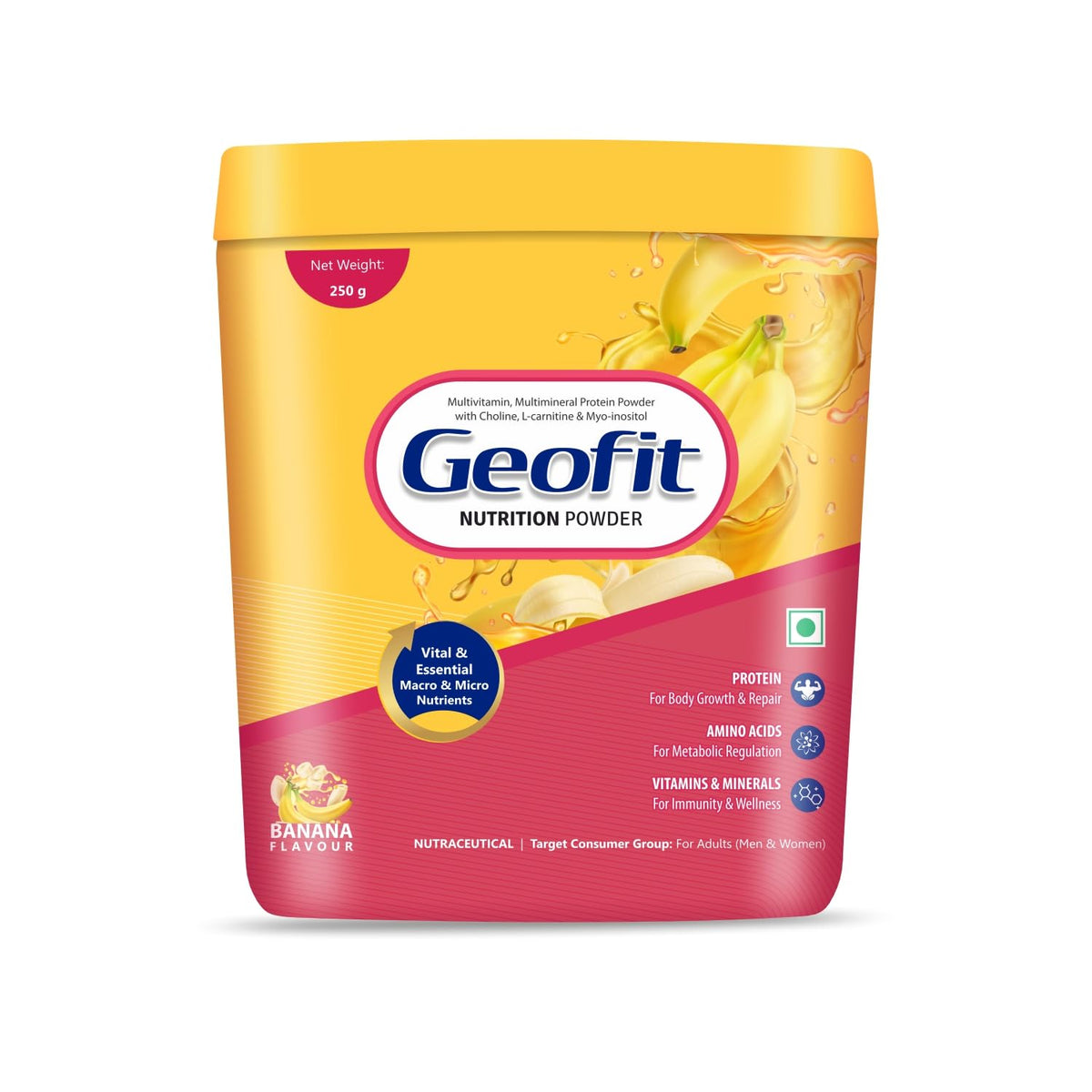 Leeford Geofit Banana Flavoured Protein Nutrition Powder 250g