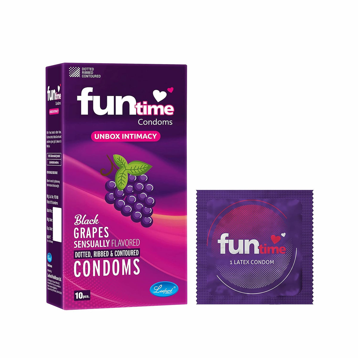 Leeford Funtime Black Grapes Flavored Condom 10 Piece