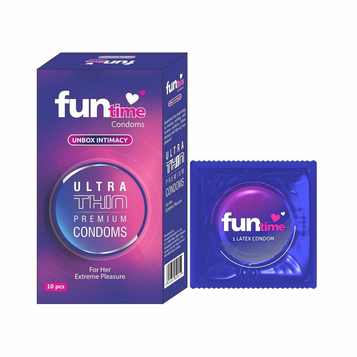 Leeford Funtime Ultra Thin Premium Lubricated Dotted & Ribbed Condom 10 Piece