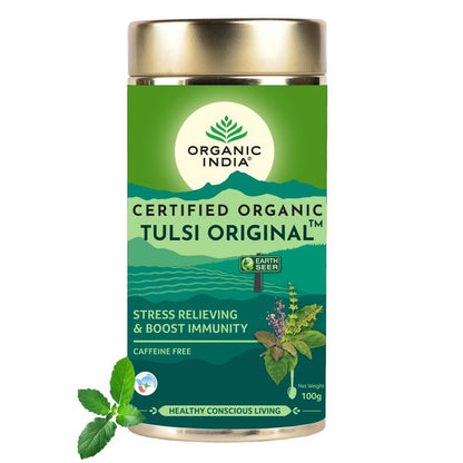 Organic India Tulsi Original Green Tea 25 Teabag,50 Teabag & 100g Tin