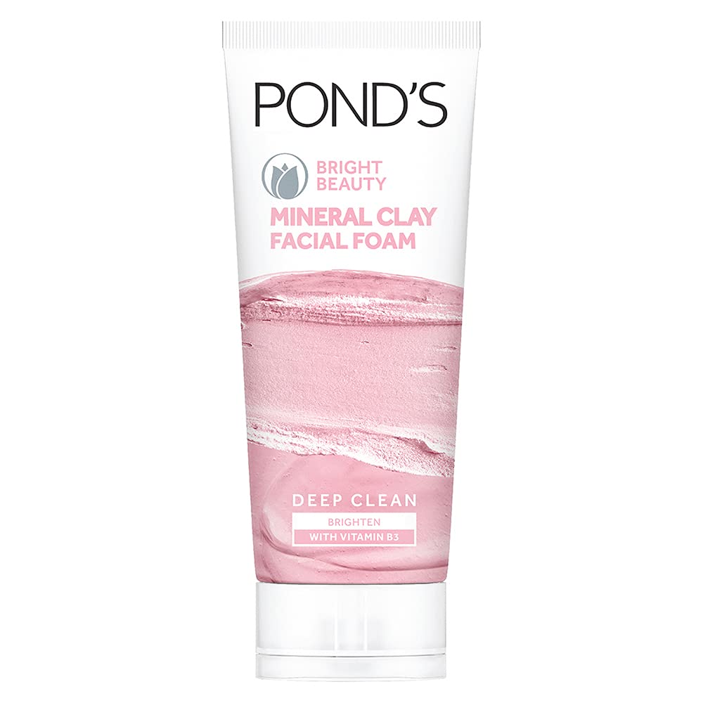 POND'S Bright Beauty Mineral Clay Facial Foam With Vitamin B3+ Oil Free Instant Glow Foam 90GM