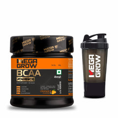 Leeford Megagrow BCAA Advance Supplement Powder Orange Flavor With Shaker 400g