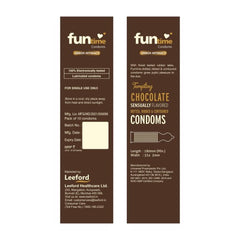 Leeford Funtime Chocolate Flavored Lubricated Dotted, Ribbed And Contoured Condom 10 Piece