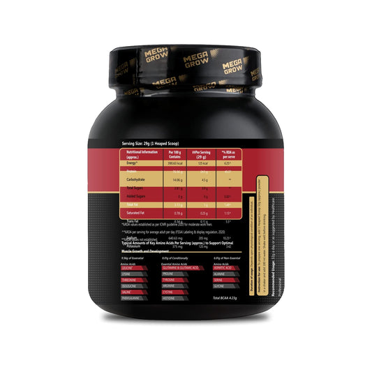 Leeford Megagrow Isolate Whey Protein Powder Vanilla Flavored With Shaker 1 Kg