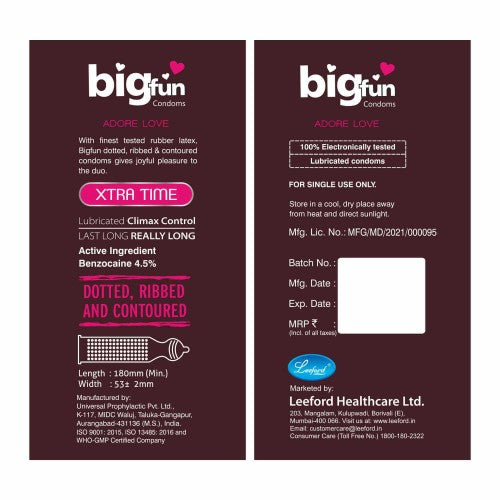 Leeford Bigfun Extra Time Condom 10 Piece