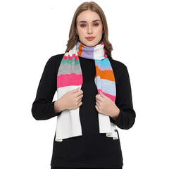 Melionsbrother Women Self Design Soft Acrylic Knitted Striped Muffler One Size