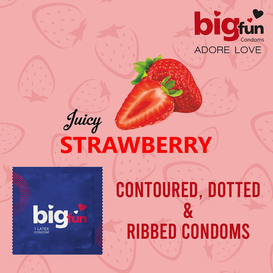 Leeford Bigfun Strawberry Flavoured Condom 10 Piece