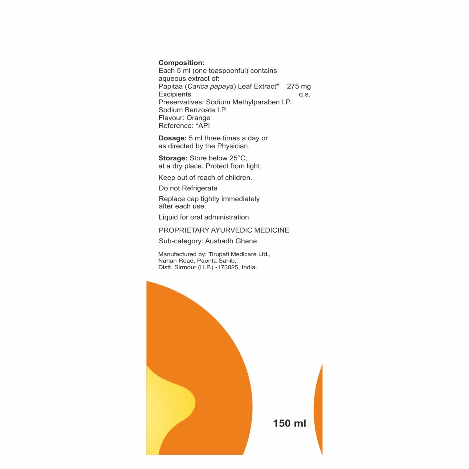 Leeford Cariford Herbal Ayurvedic Platelet Booster Syrup 150ml