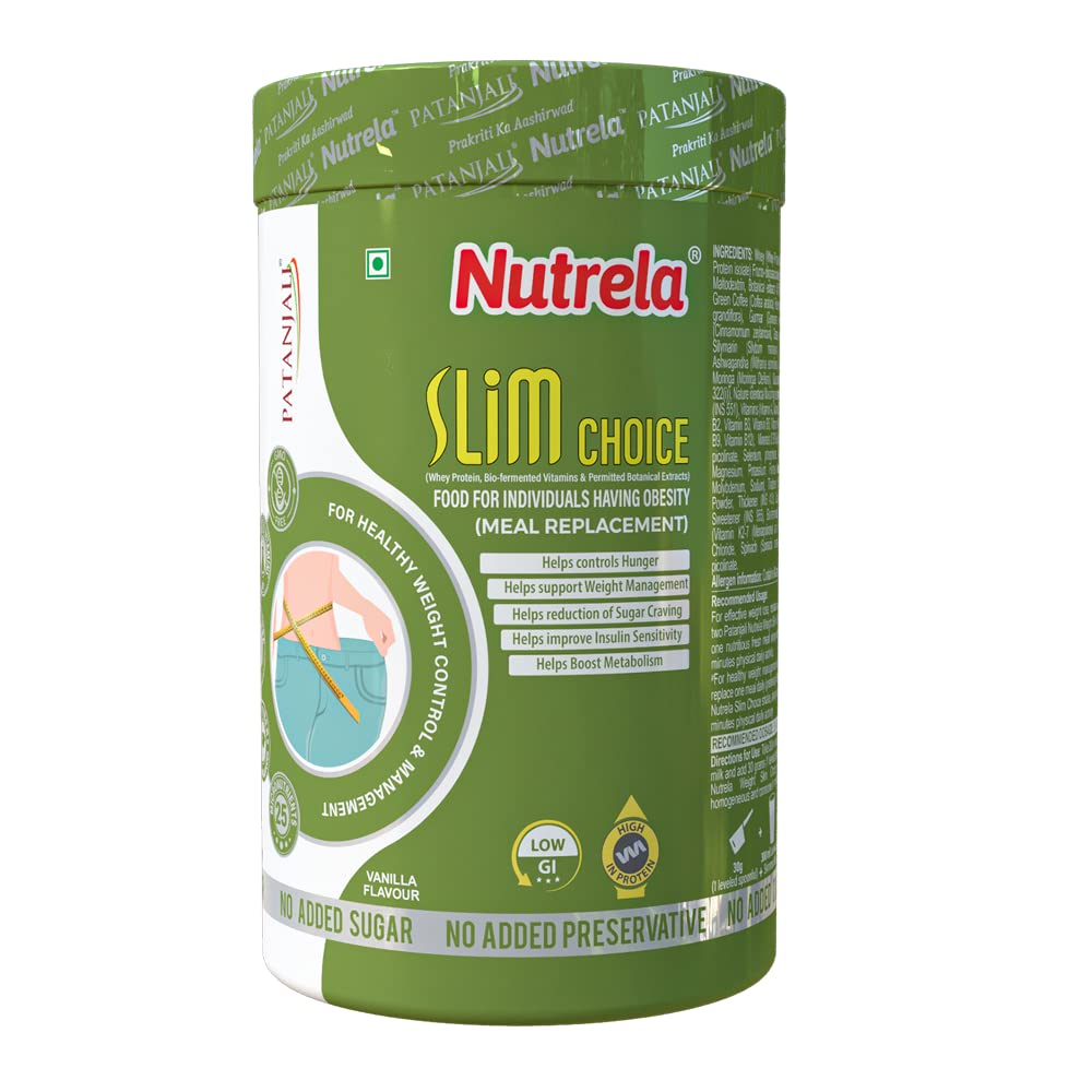 Patanjali Nutrela Slim Choice Meal Replacement Shake For Weight Loss Vanilla Flavor Powder 500gm