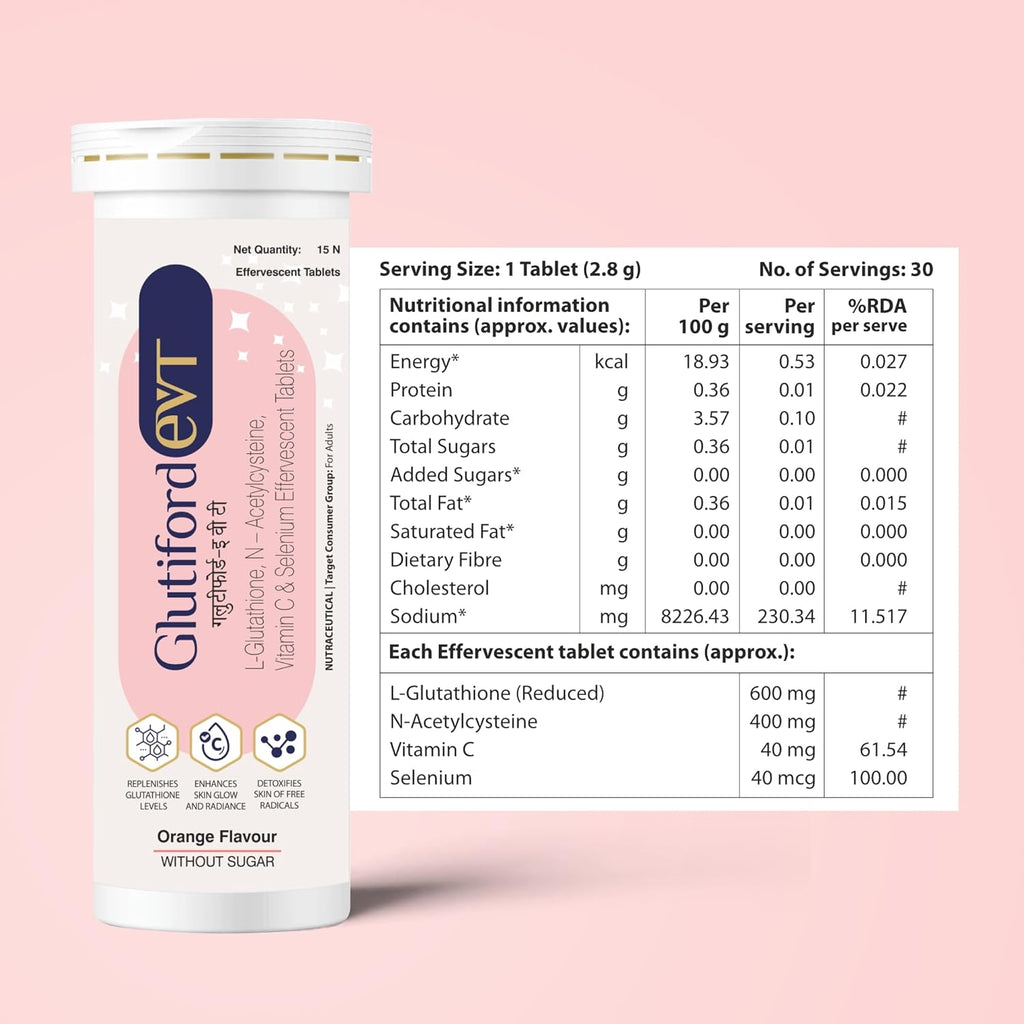 Leeford Glutiford Effervescent Orange Flavor 15 Tablets