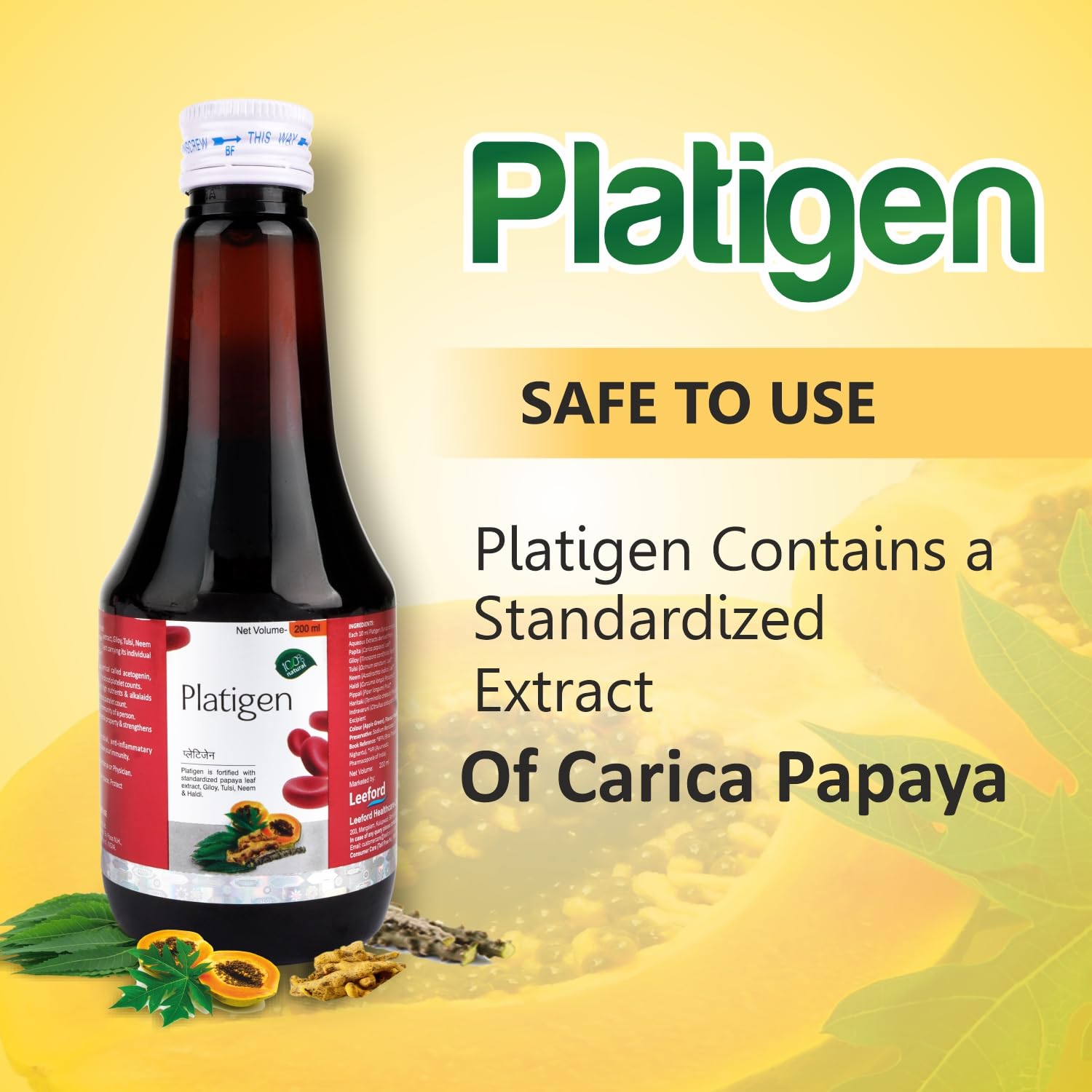 Leeford Platigen Syrup 200ml