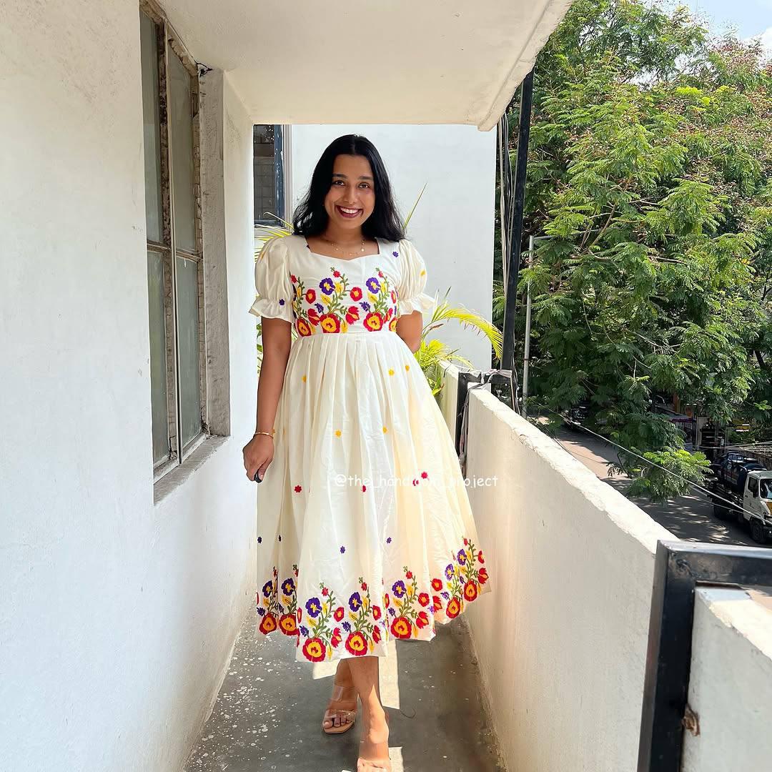 Bollywood Women Indian Ethnic Party Wear Pure Soft Maska Cotton Print Maxi Dress