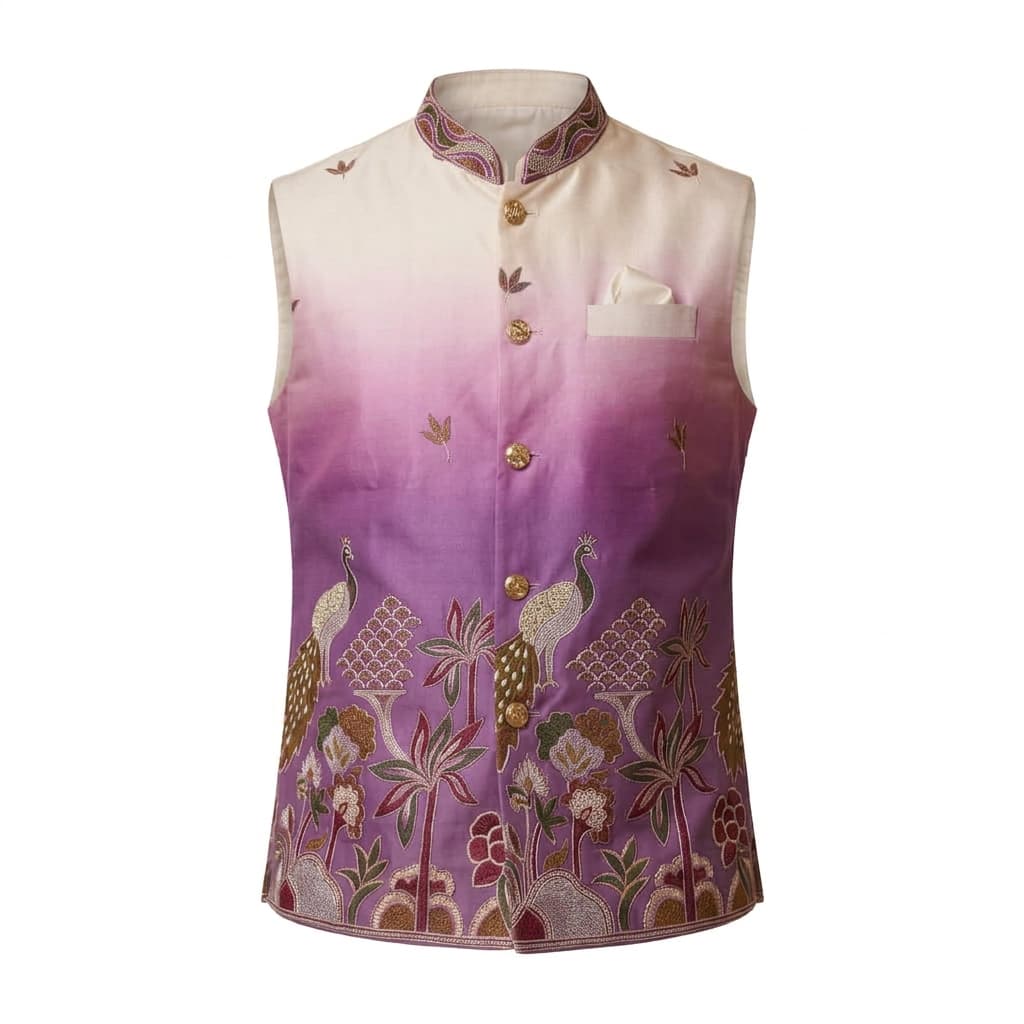 Shaded Peacock Designer Koti / Kurta / Pyjama