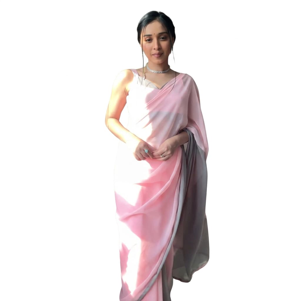 Baby Pink Premium Georgette Ready To Wear Saree – HC-947