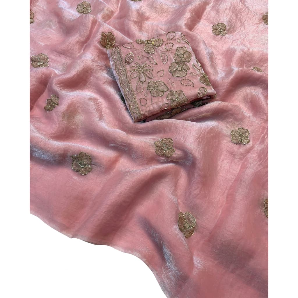 Shree Fendy Flower Two-Tone Space Silk Partywear Saree with Handwork Blouse