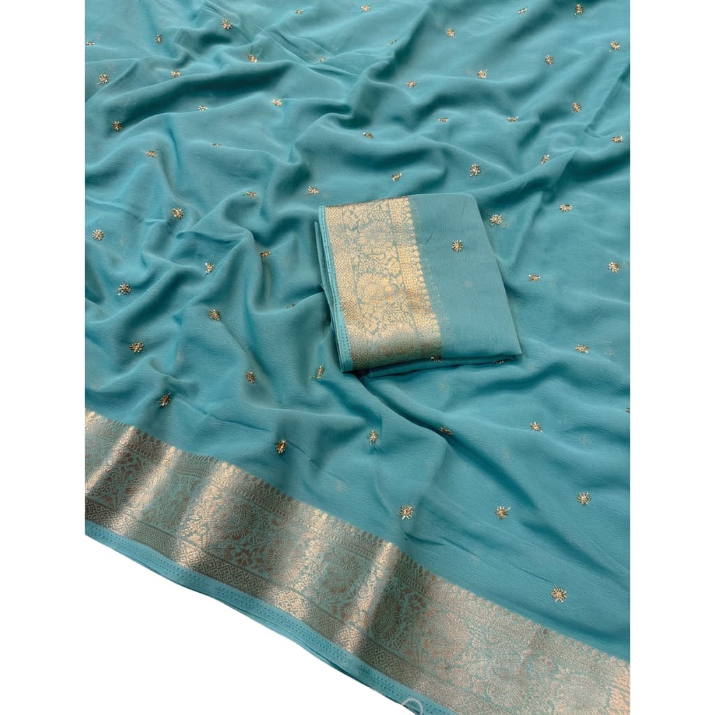 Shreyansh Chiffon Beads Partywear Saree with Jacquard Border