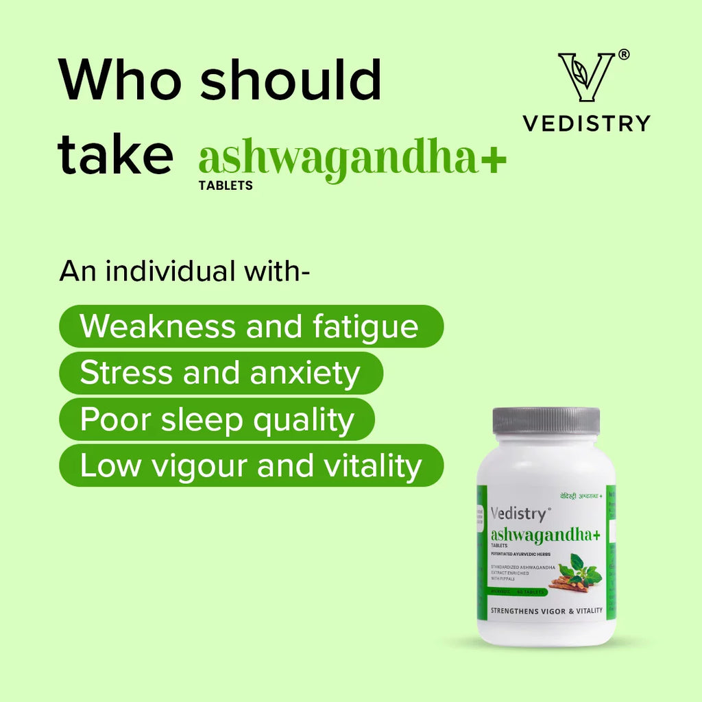 Vedistry Ayurvedic Ashwagandha + Strengthens Vigor & Vitality 60 Tablets