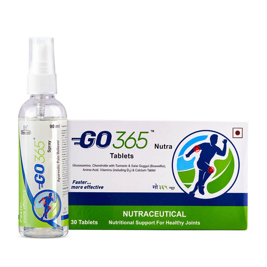 Charak Ayurvedic GO365 Joint Care Spray 90ml and 30 Tablets Combo