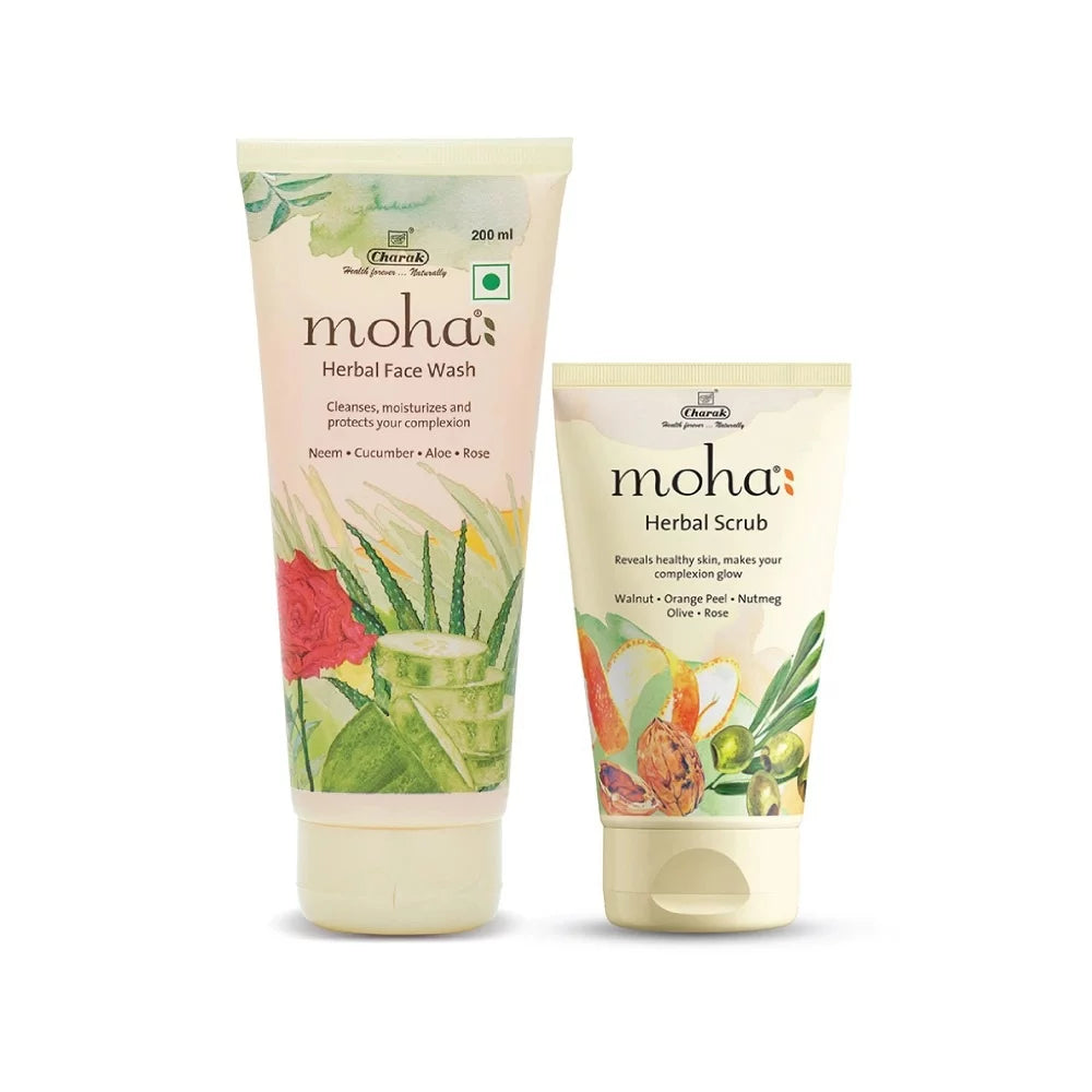 Moha Cosmetics Herbal Face Wash 200ml & Scrub 50ml Combo