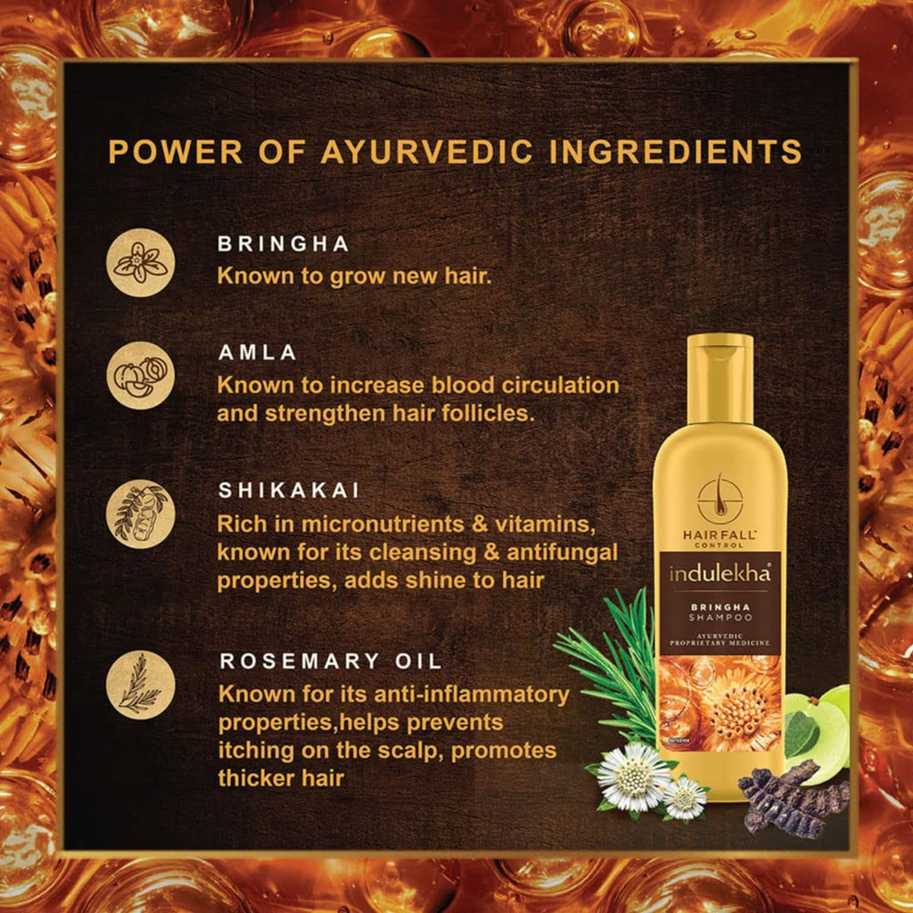Indulekha Bringha Shampoo zur Kontrolle von Haarausfall, 200 ml