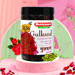 Baidyanath Ayurvedic Gulkand Gummy Enriched With Prawal Sun Cooked Indian (Rose Petal Jam) 400gram