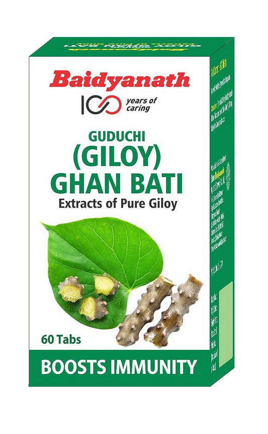 Baidyanath Ayurvedic Guduchi (Giloy) Ghanbati stärkt das Immunsystem, 60 Tabletten