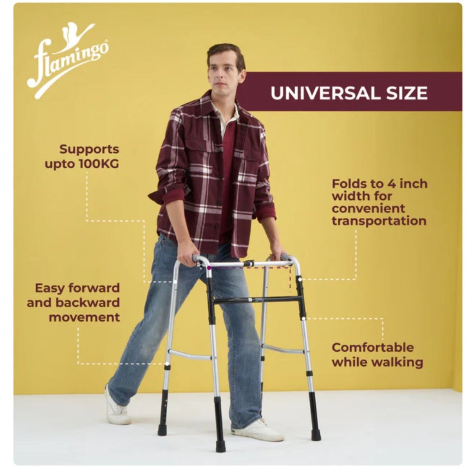 Flamingo Health Orthopaedic Reciprocal Folding Walker (Aluminum) Universal Code 2112