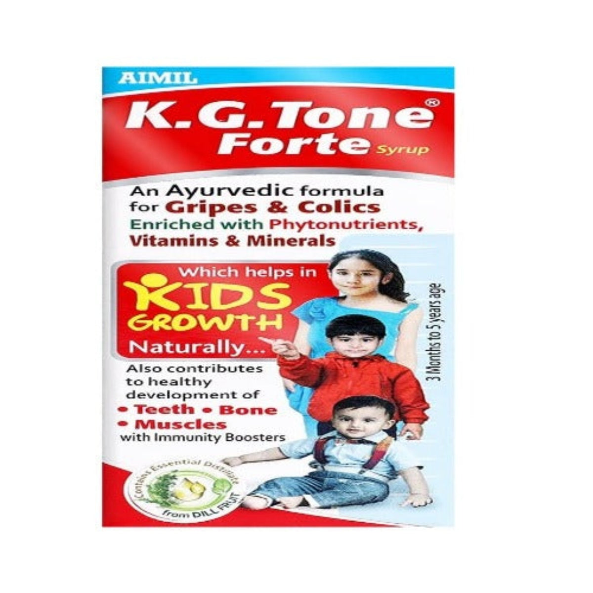 Aimil Ayurvedic KGTone Forte Сироп из смеси натуральных трав для детей, усилитель роста и иммунитета, 100 мл 