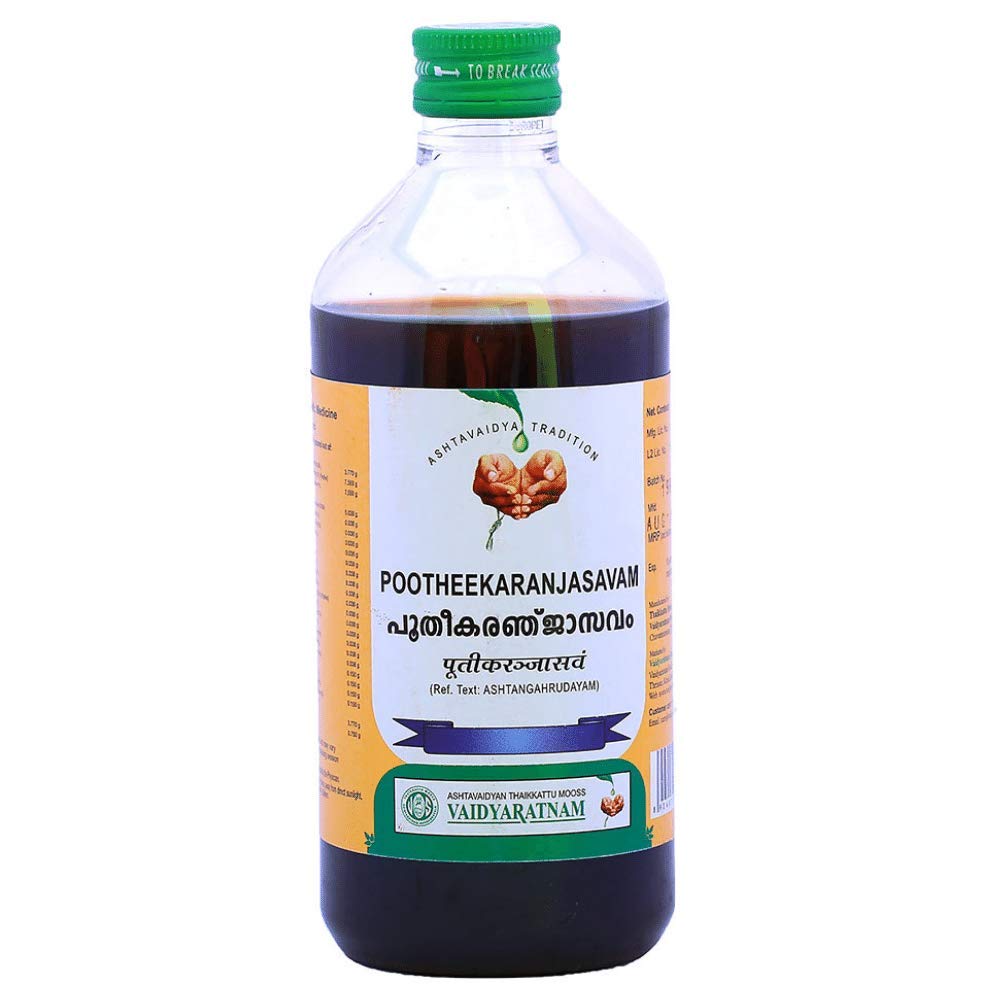 Vaidyaratnam Ayurvedische Pootheekaranjasavam-Flüssigkeit, 450 ml