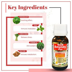 Aimil Ayurvedic Amynity Plus Immune Support Elaichi Tulsi Liquid Sugar Free & Drops