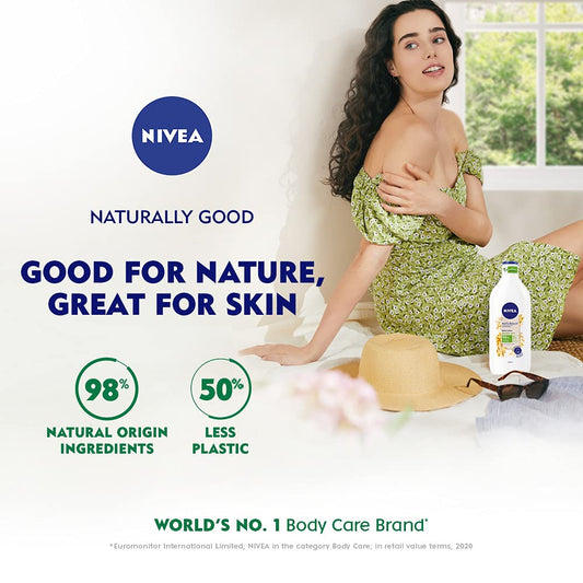 Nivea Naturally Good, Natürliche Hafer-Körperlotion, Für trockene bis sehr trockene Haut, Ohne Parabene, 98 % Inhaltsstoffe natürlichen Ursprungs, 200 ml und 350 ml