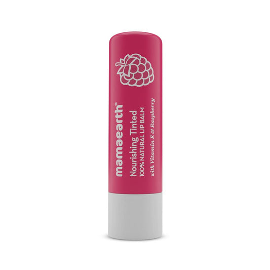 Mamaearth Nourishing 100% Natural Lip Balm with Vitamin E for Soft & Supple Lips Color Shea Butter,Raspberry & Strawberry 4g