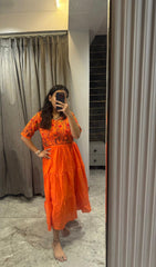 Bollywood Women Indian Ethnic Party Wear Pure Soft Maska Cotton Print Maxi Dress