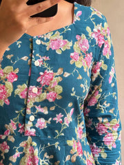 Bollywood Indian Ethnic Party Wear Pure Soft Cotton Maxi Print Dress